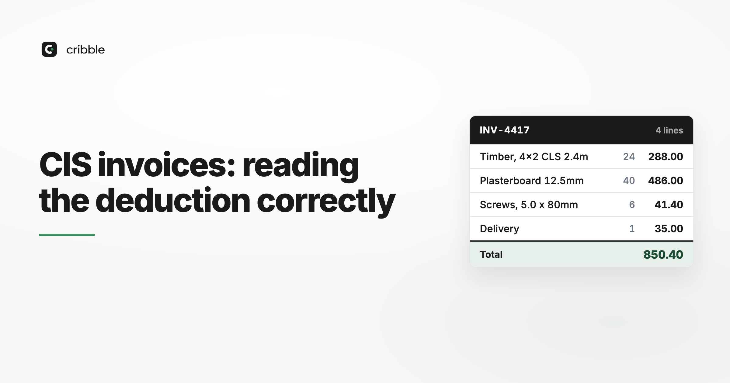 CIS invoices: reading the deduction correctly